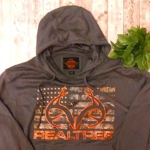 Realtree men's Medium gray hooded fleece (J1)